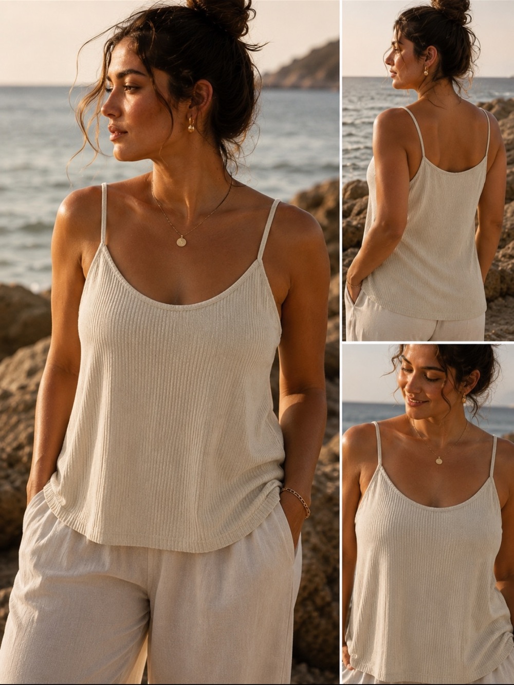 Torrid Sleep Ribbed Cami Tank Top Cream Shimmer Plus Size 2 NWT